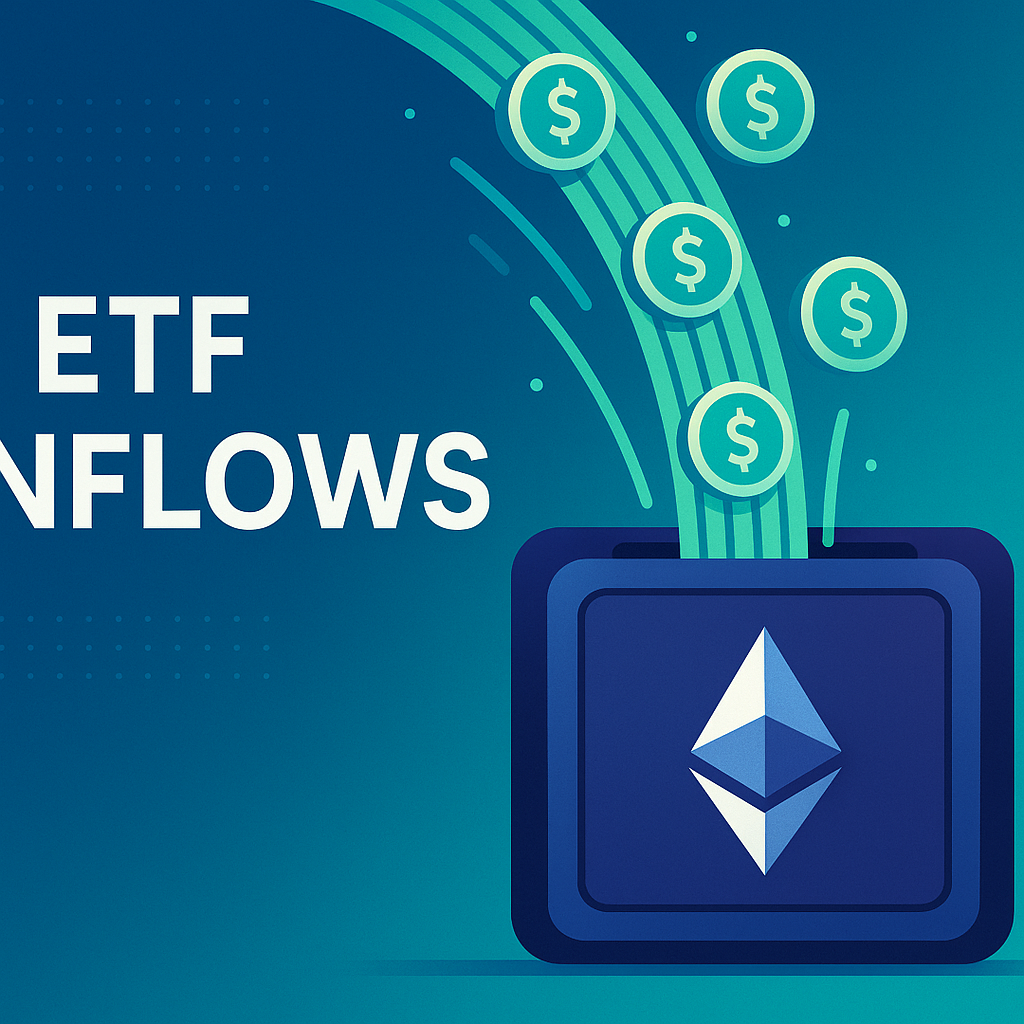 A data visualization chart showing the massive spike in Ethereum ETF inflows.
