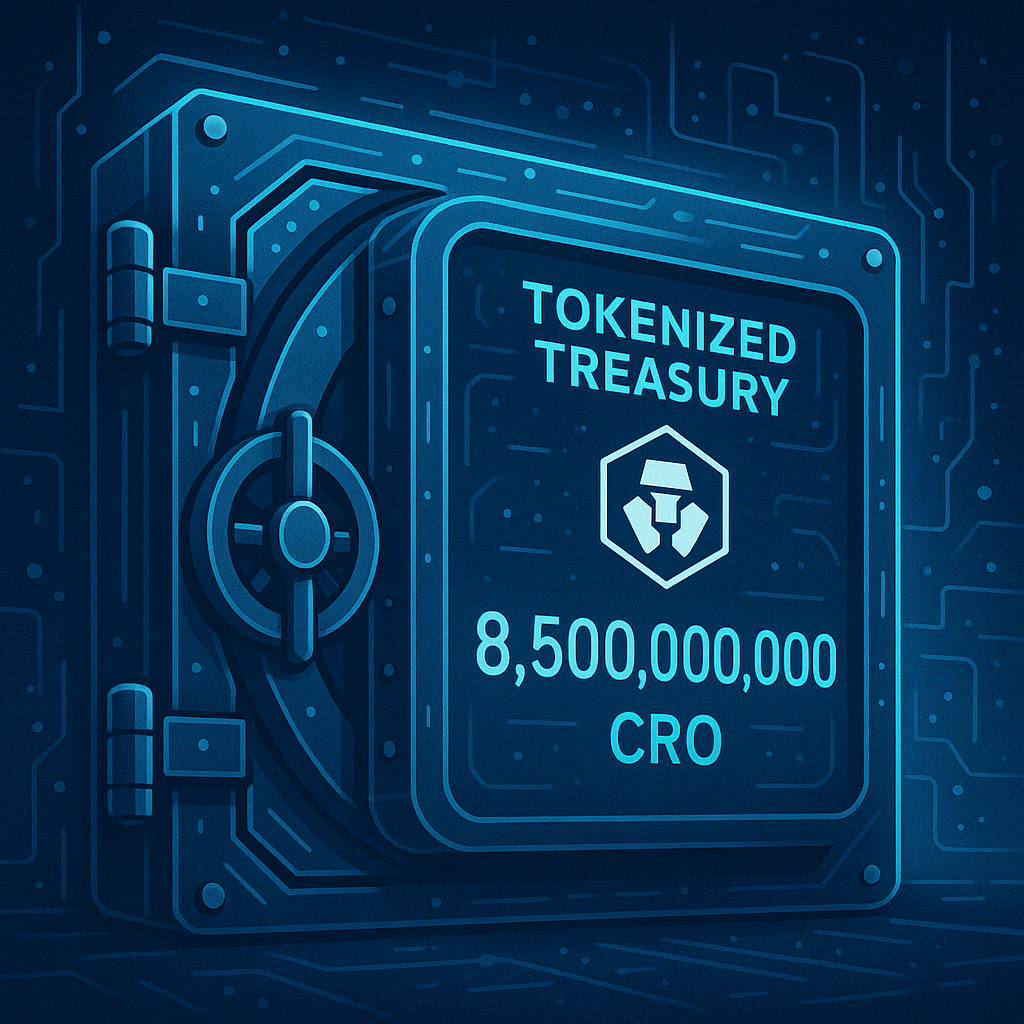 Illustration of a tokenized corporate treasury, representing the new model from the Trump Media Crypto.com partnership.