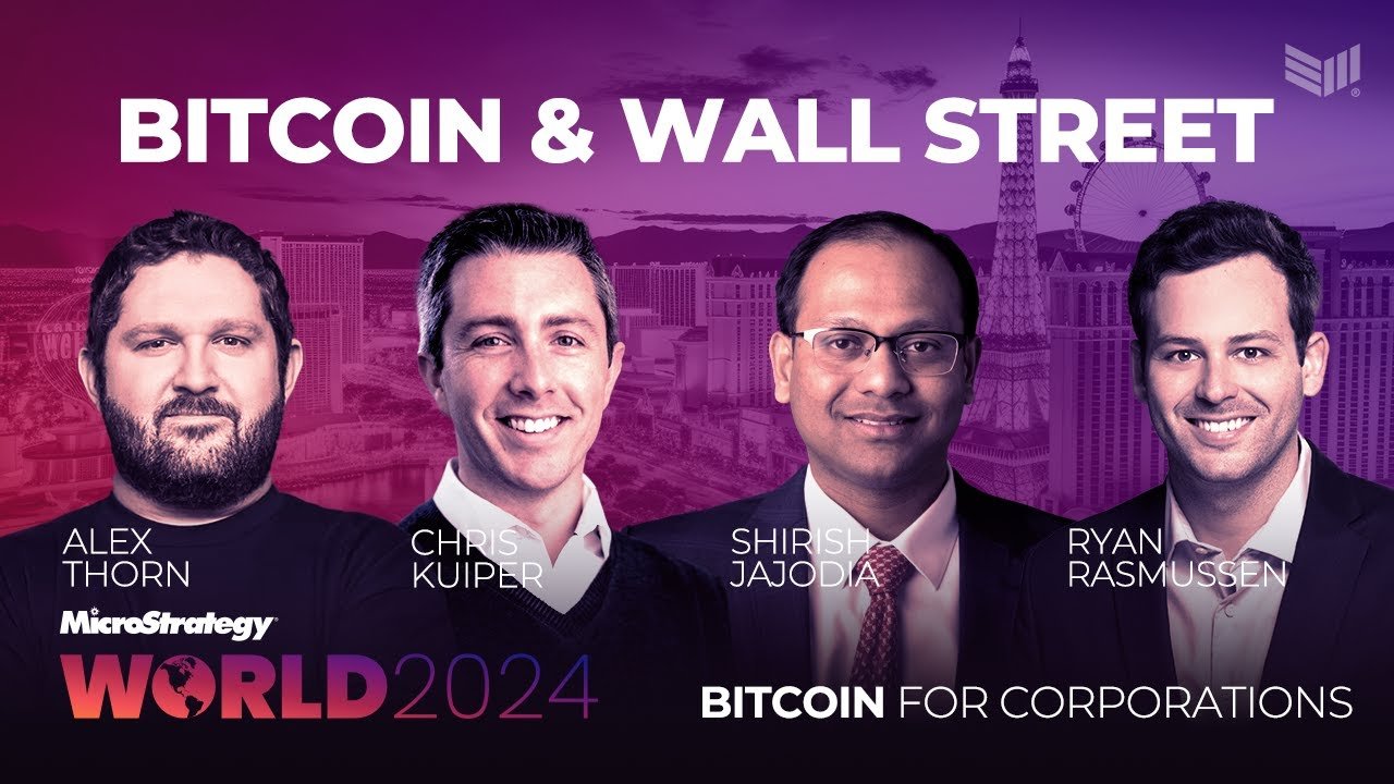 A presentation slide stating 'Wall Street is Waking Up to Bitcoin,' relevant to a Bitcoin price prediction 2025.