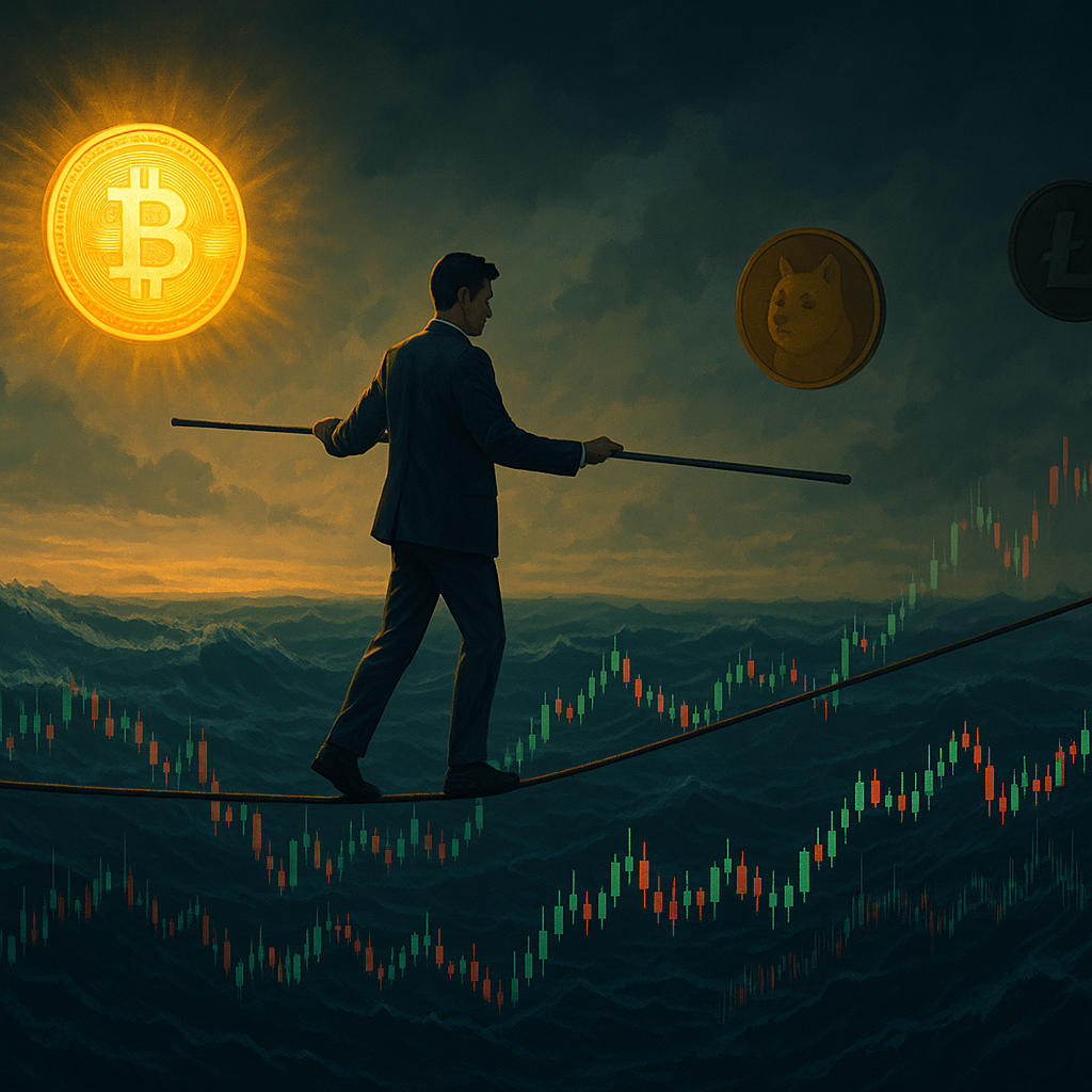 A volatile chart with a warning sign, representing the risks of an AI crypto treasury strategy.